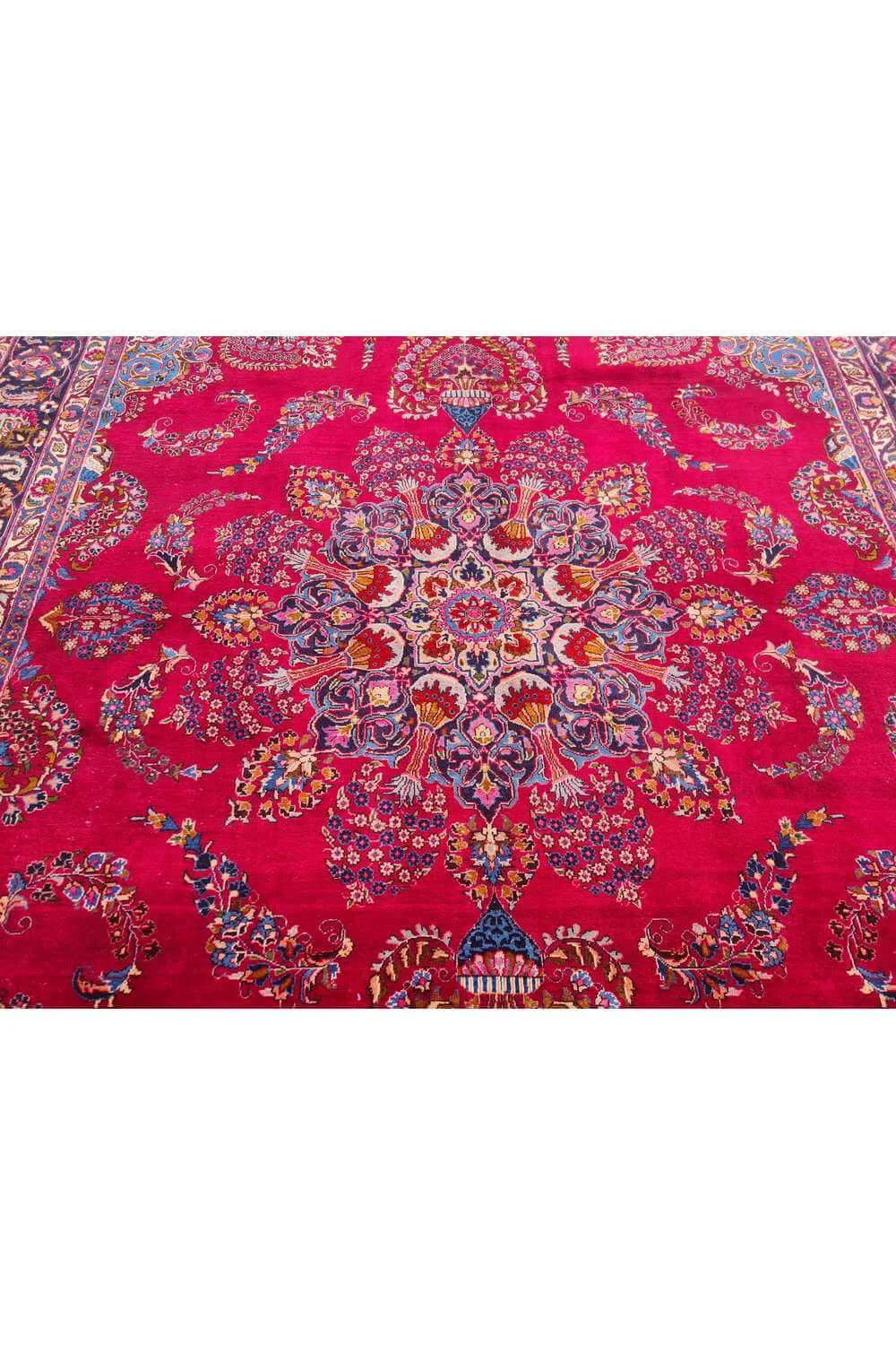 Amazing Hand Knotted Vintage Mashoud Wool Area Rug 12.10 x 9.10 Ft