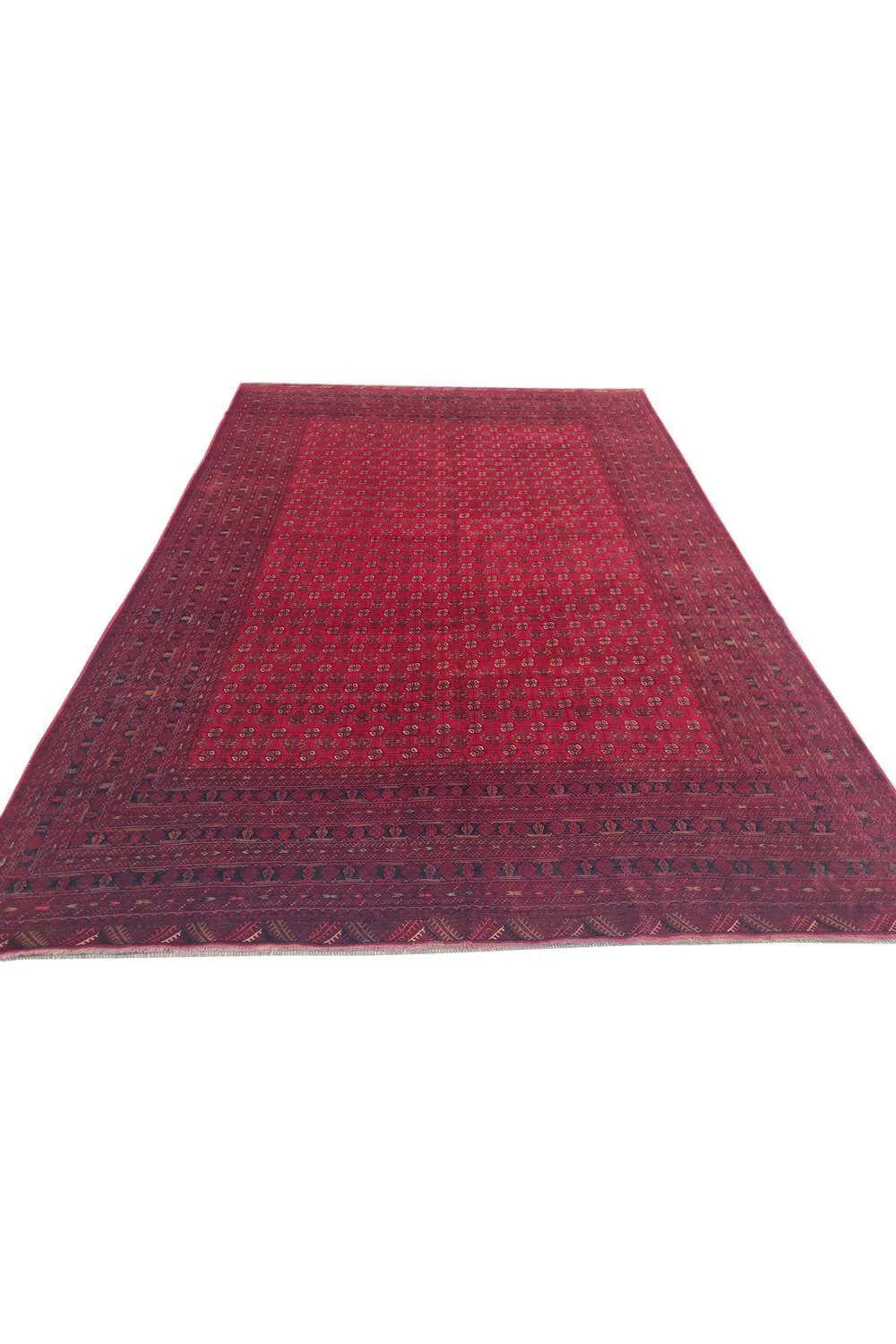 Amazing Hand Knotted Antique Afghan Turkmen Moori Wool Area Rug 11.4 x 7.11 Ft