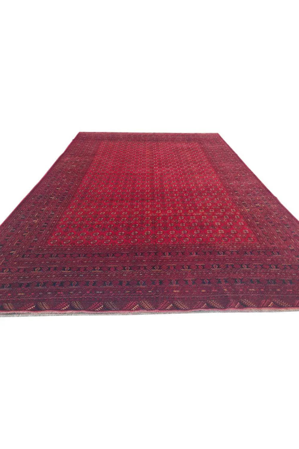 Amazing Hand Knotted Antique Afghan Turkmen Moori Wool Area Rug 11.4 x 7.11 Ft