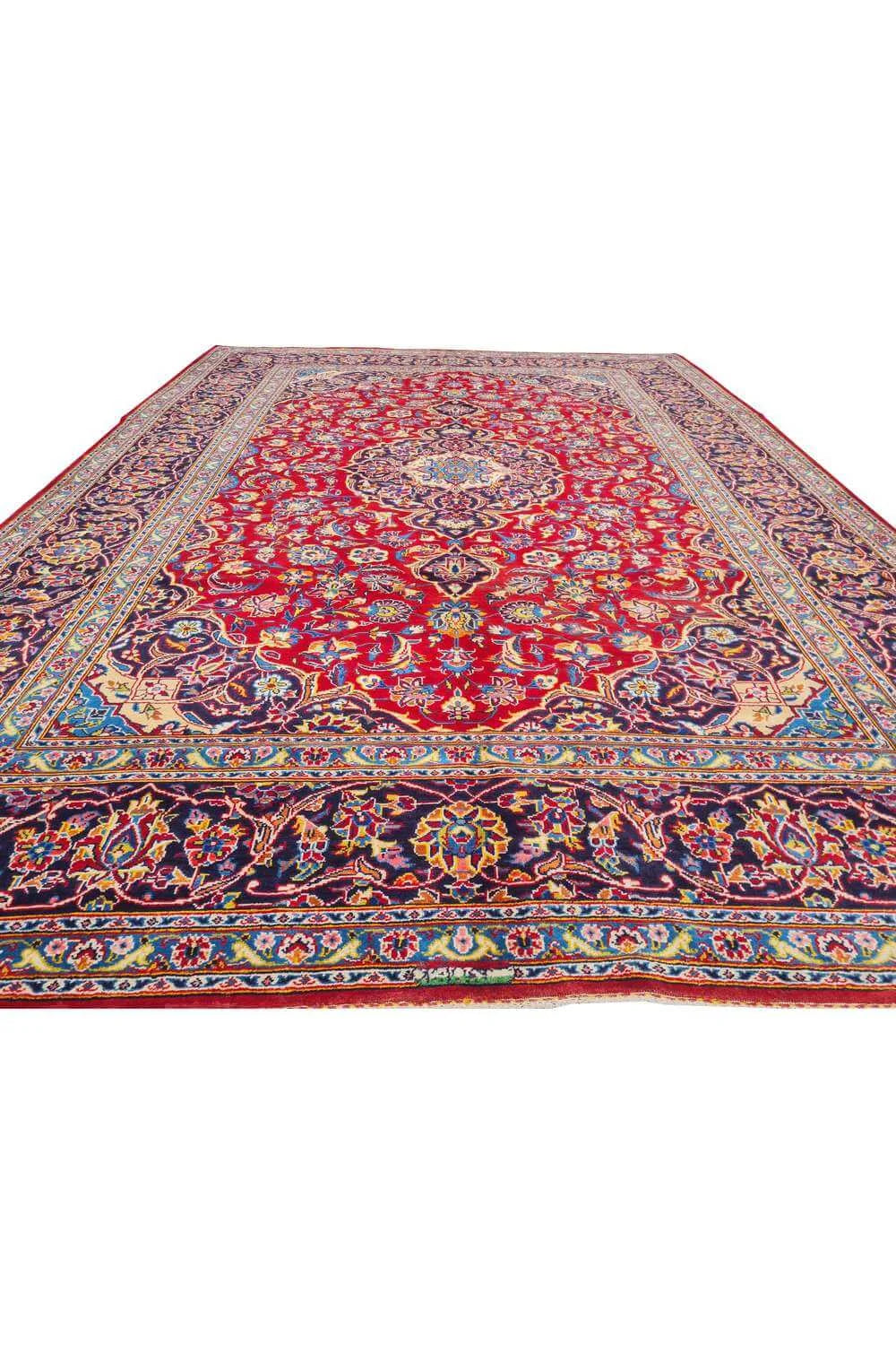 Amazing Hand Knotted Vintage Qashoun Wool Area Rug 10.8 x 7.7 Ft