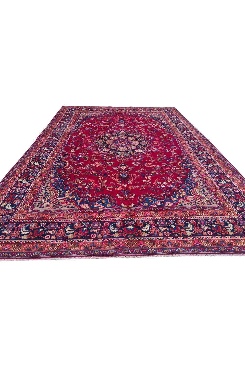 Amazing Hand Knotted Vintage Mashoud Wool Area Rug 11.9 x 8.1 Ft