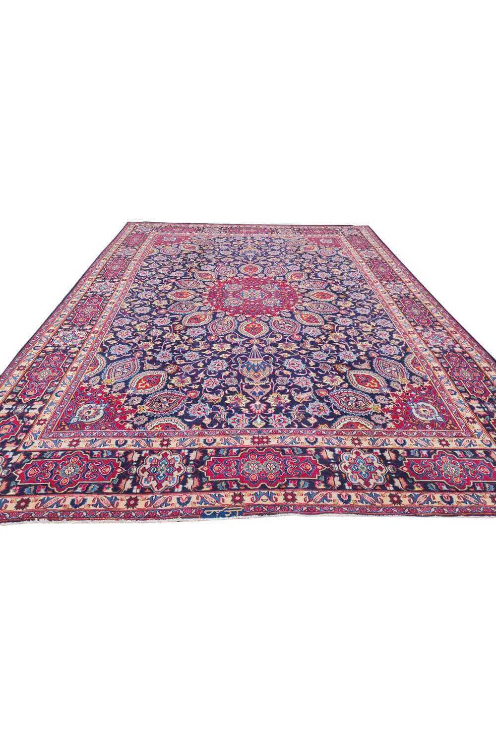 Amazing Hand Knotted Vintage Qashoun Wool Area Rug 13.2 x 9.7 Ft