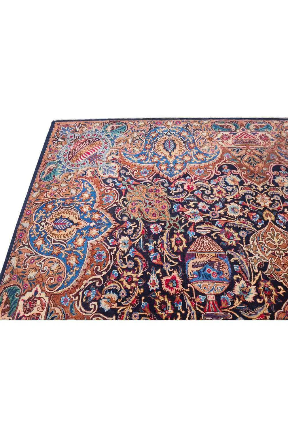 Amazing Hand Knotted Vintage Kashmour Pictorial Wool Area Rug 11.2 x 8.3 Ft