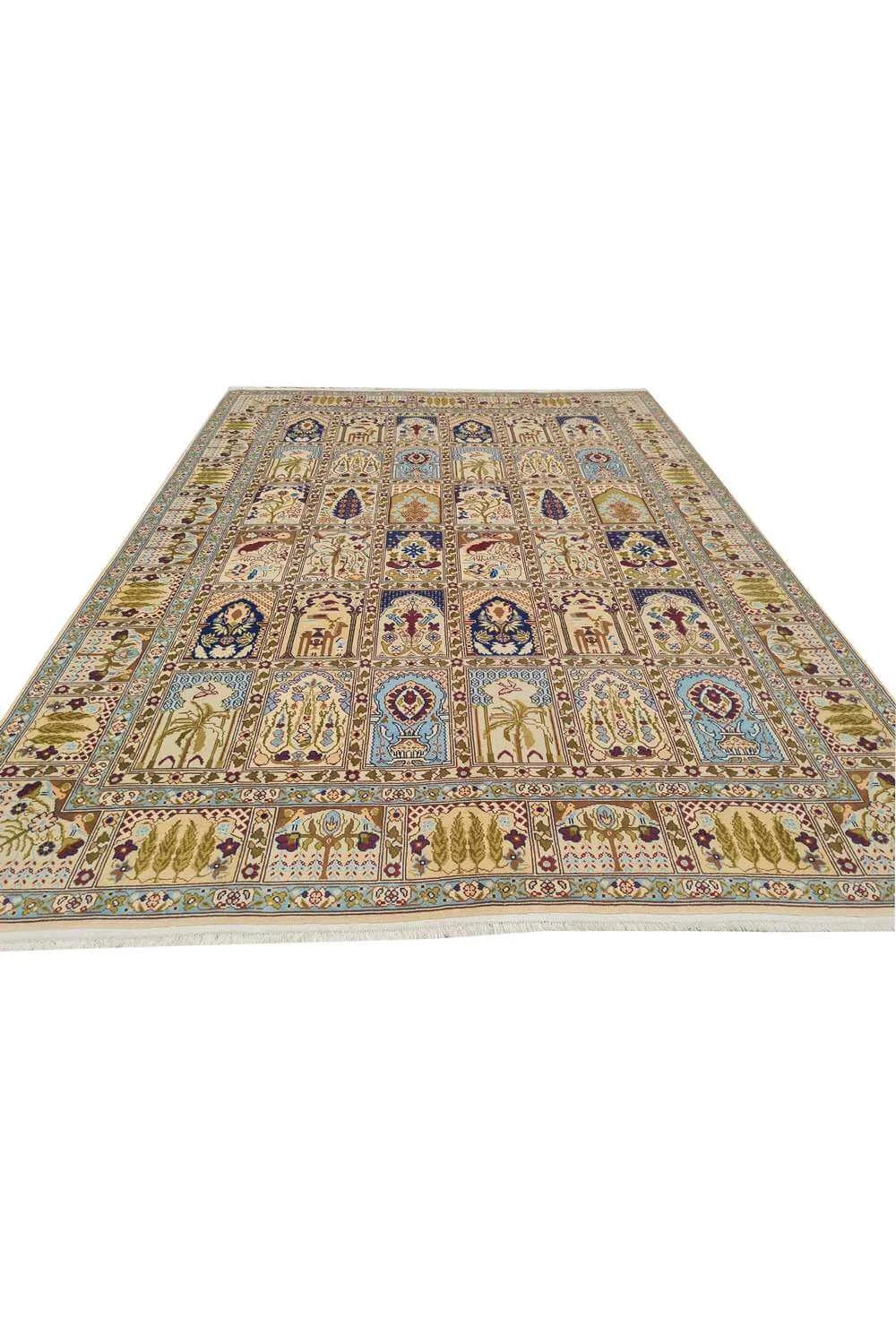 Amazing Hand Knotted Vintage Morocco Pictorial Wool Area Rug 11.3 x 8.3 Ft