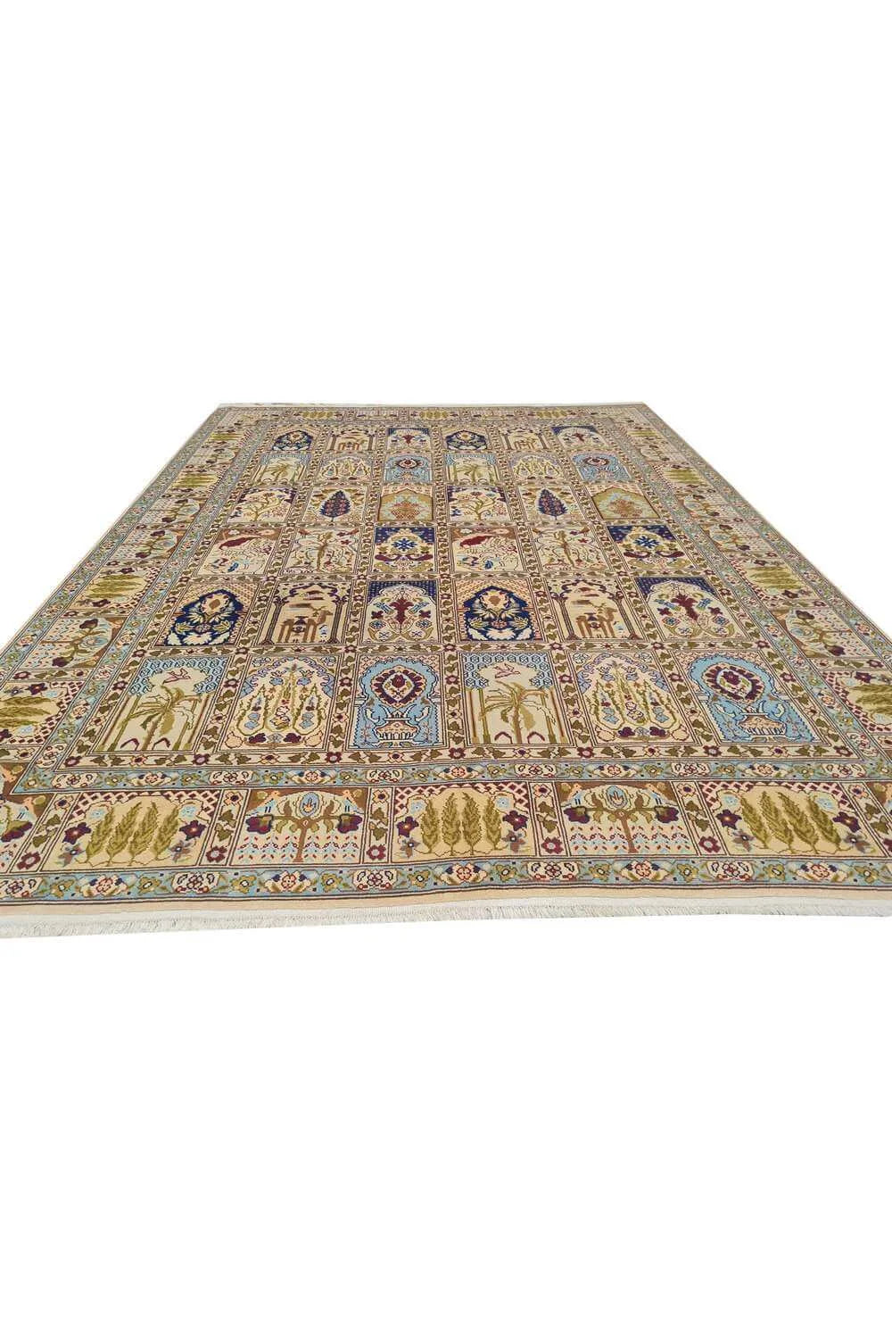 Amazing Hand Knotted Vintage Morocco Pictorial Wool Area Rug 11.3 x 8.3 Ft