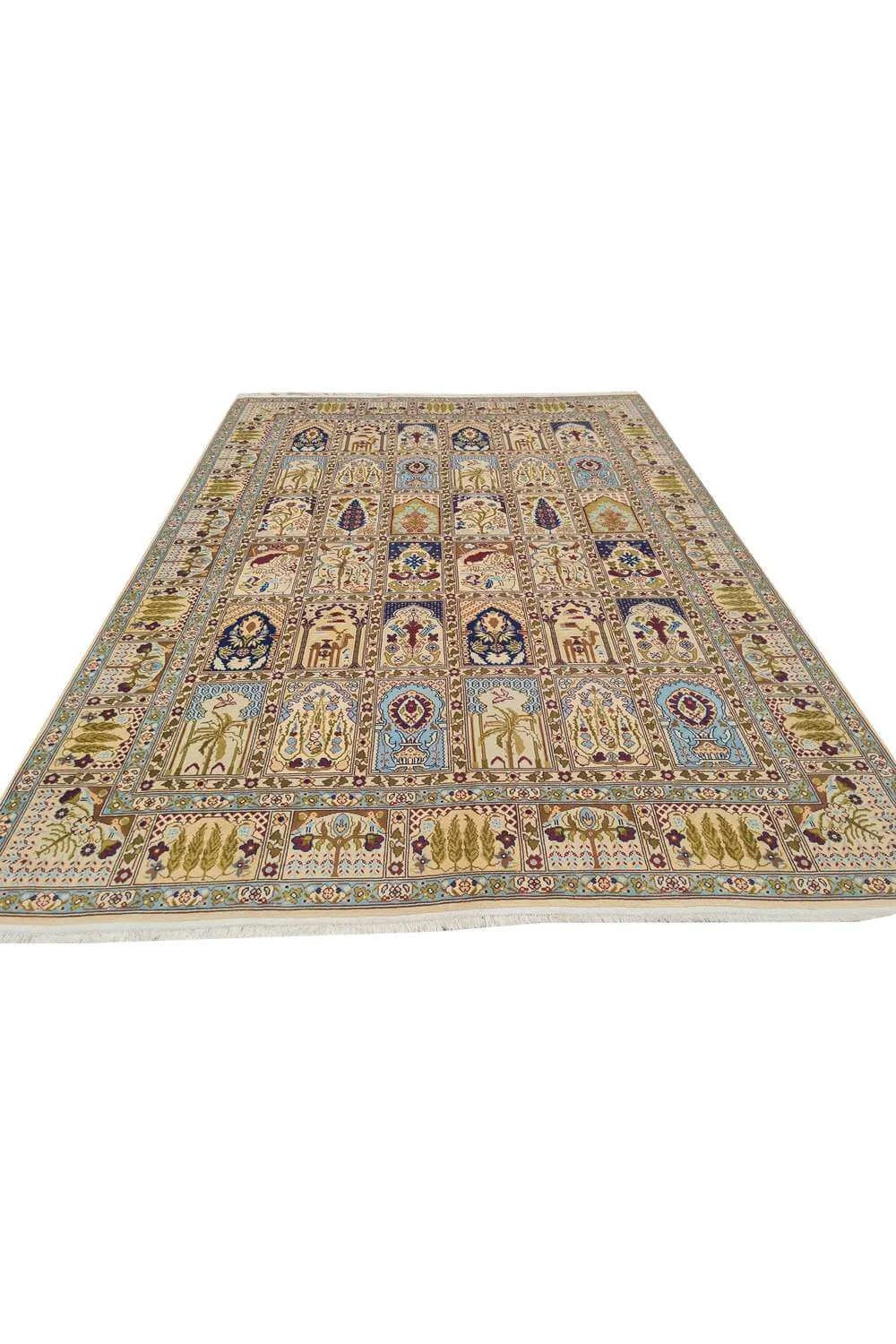 Amazing Hand Knotted Vintage Morocco Pictorial Wool Area Rug 11.3 x 8.3 Ft