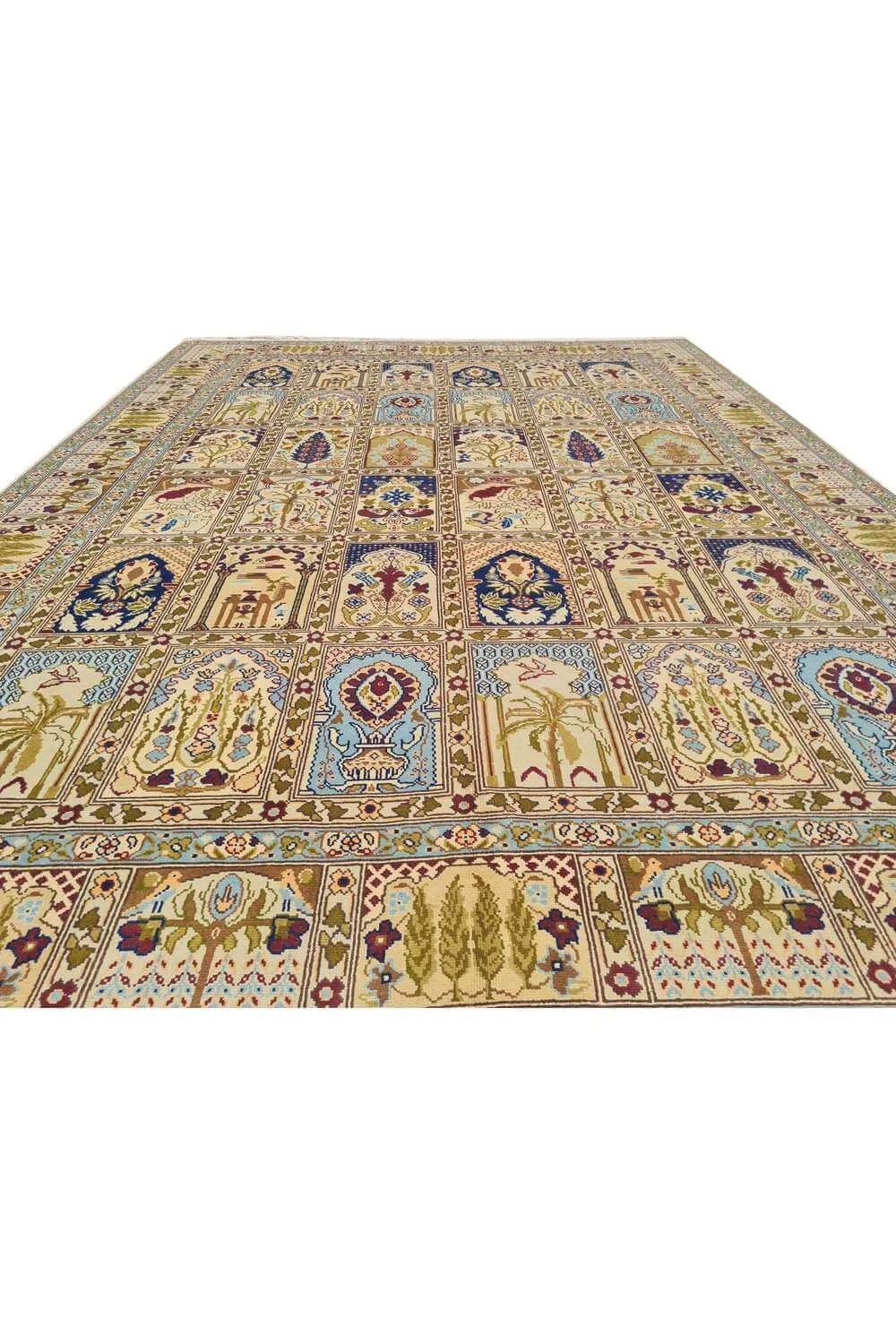 Amazing Hand Knotted Vintage Morocco Pictorial Wool Area Rug 11.3 x 8.3 Ft