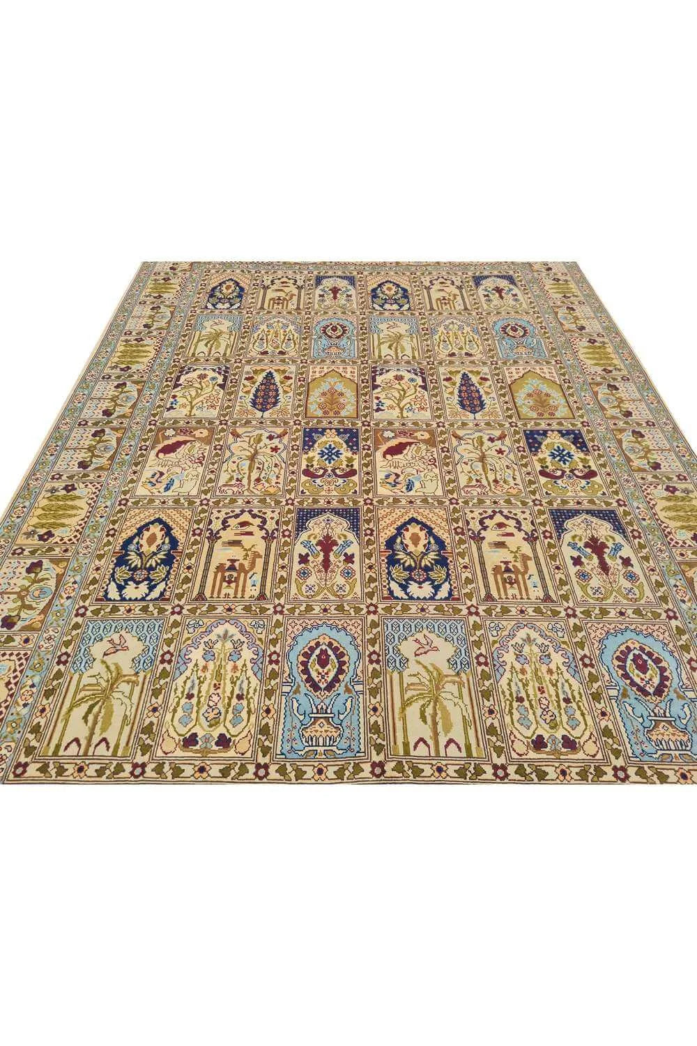 Amazing Hand Knotted Vintage Morocco Pictorial Wool Area Rug 11.3 x 8.3 Ft