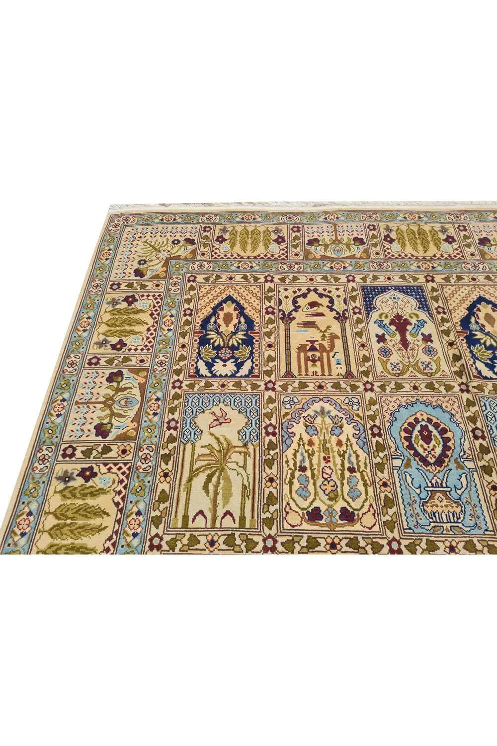 Amazing Hand Knotted Vintage Morocco Pictorial Wool Area Rug 11.3 x 8.3 Ft