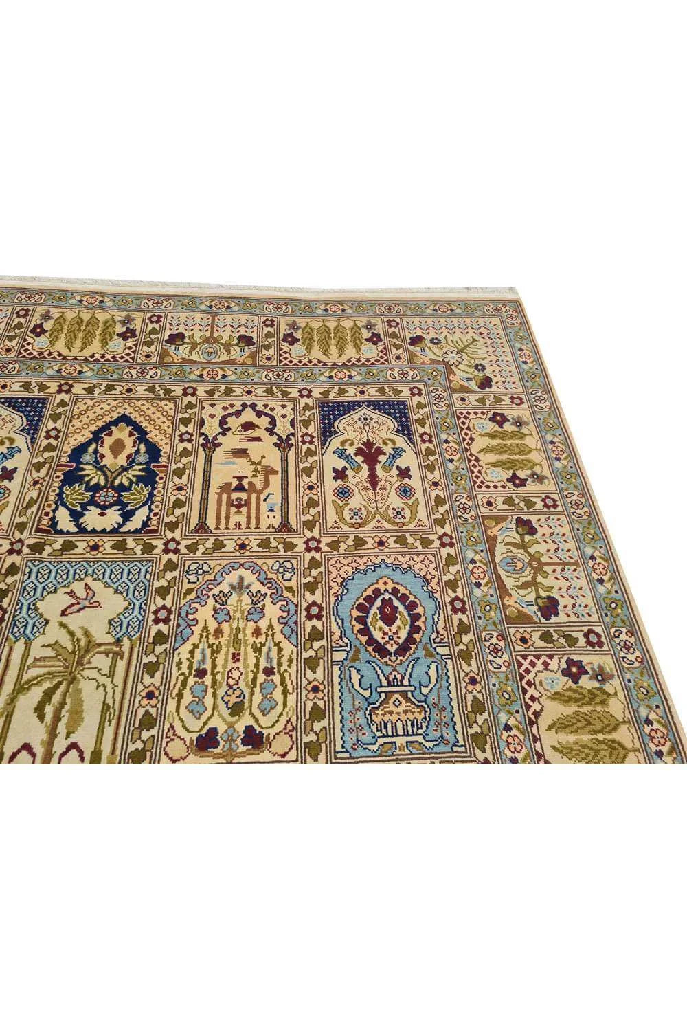 Amazing Hand Knotted Vintage Morocco Pictorial Wool Area Rug 11.3 x 8.3 Ft