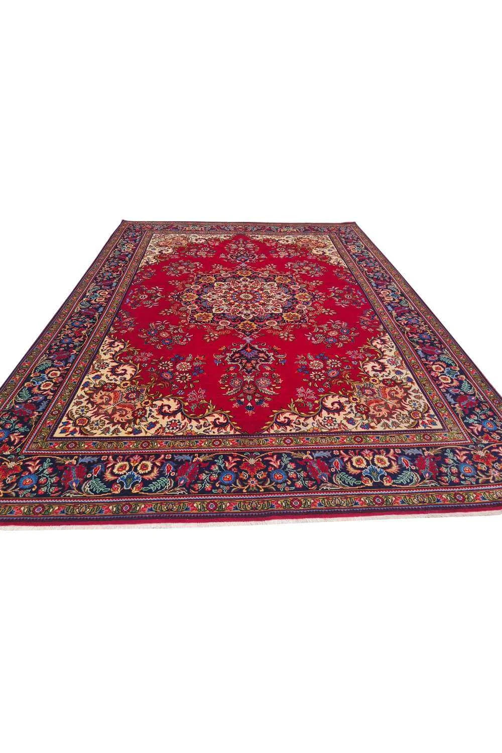 Amazing Hand Knotted Vintage Tabreez Wool Area Rug 11.4 x 8.3 Ft