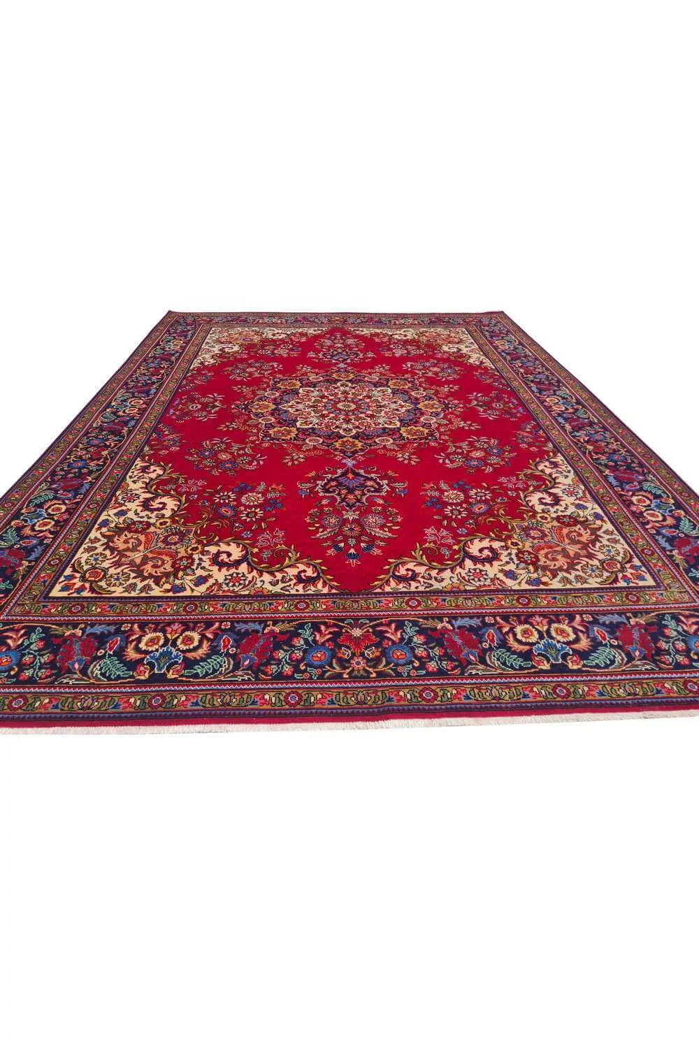 Amazing Hand Knotted Vintage Tabreez Wool Area Rug 11.4 x 8.3 Ft