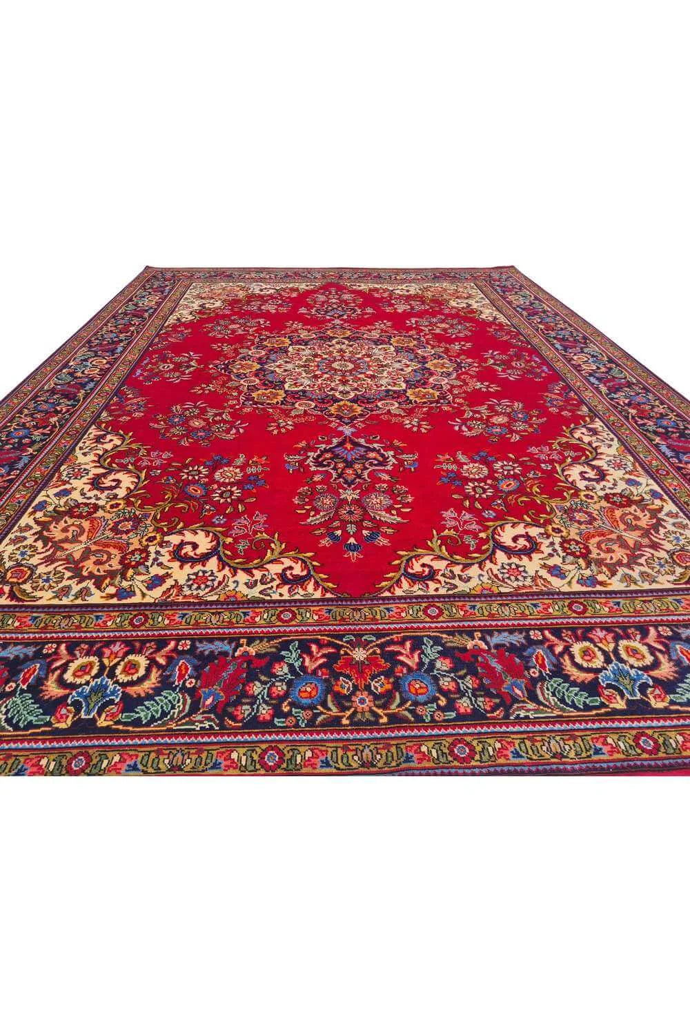 Amazing Hand Knotted Vintage Tabreez Wool Area Rug 11.4 x 8.3 Ft