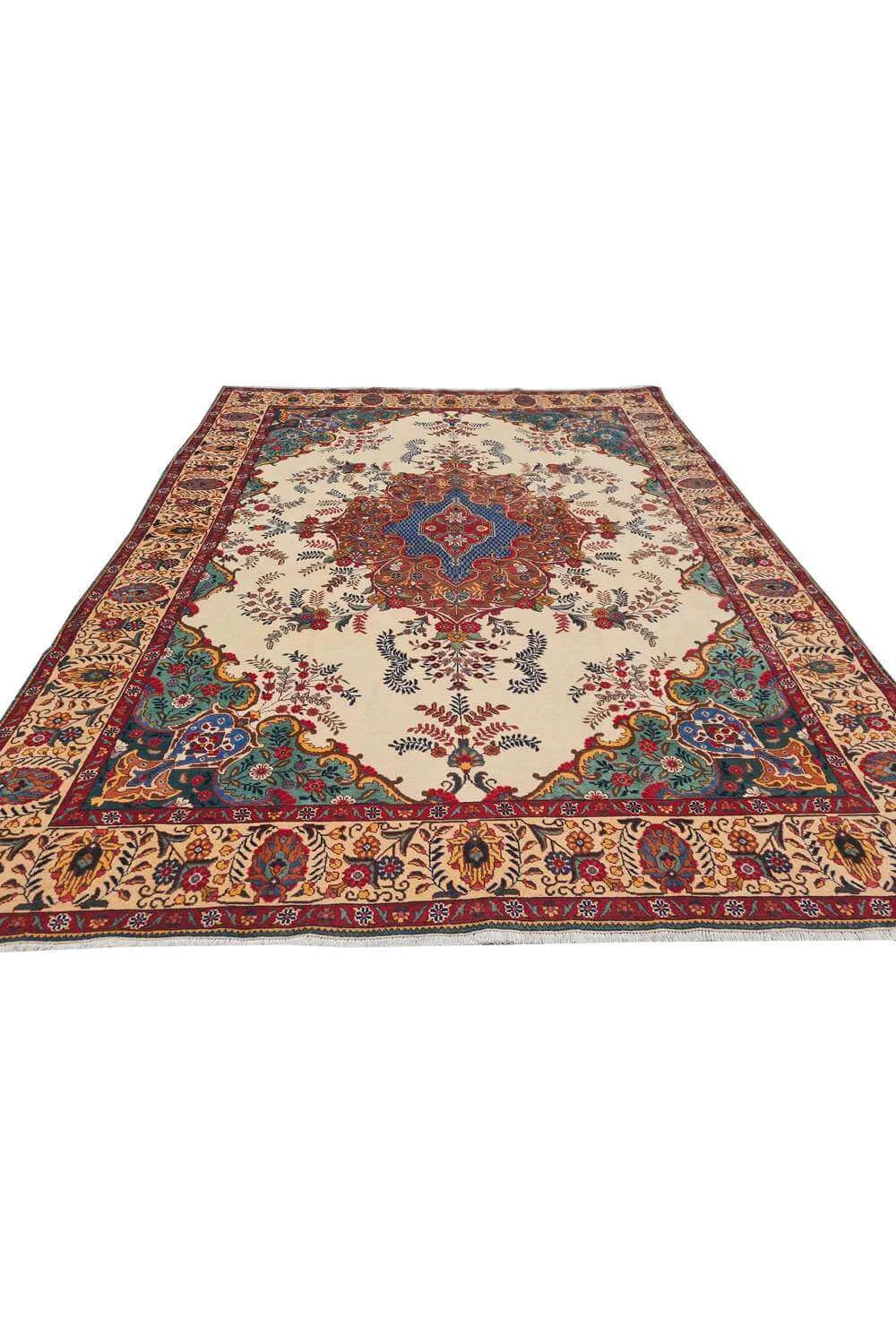 Amazing Hand Knotted Vintage Tabreez Wool Area Rug 12.7 x 9.7 Ft