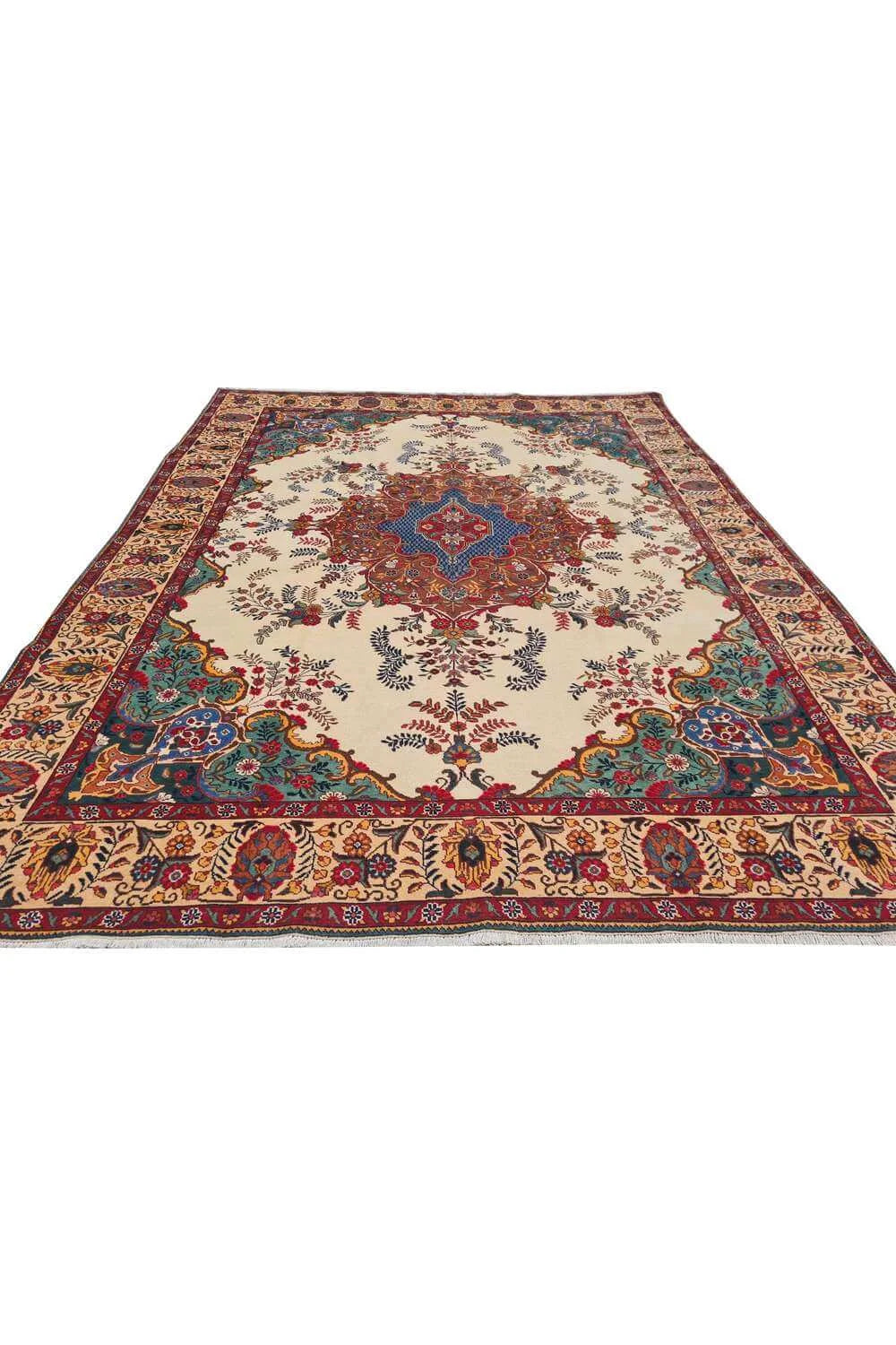 Amazing Hand Knotted Vintage Tabreez Wool Area Rug 12.7 x 9.7 Ft