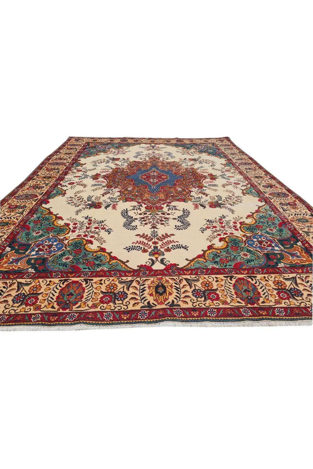 Amazing Hand Knotted Vintage Tabreez Wool Area Rug 12.7 x 9.7 Ft