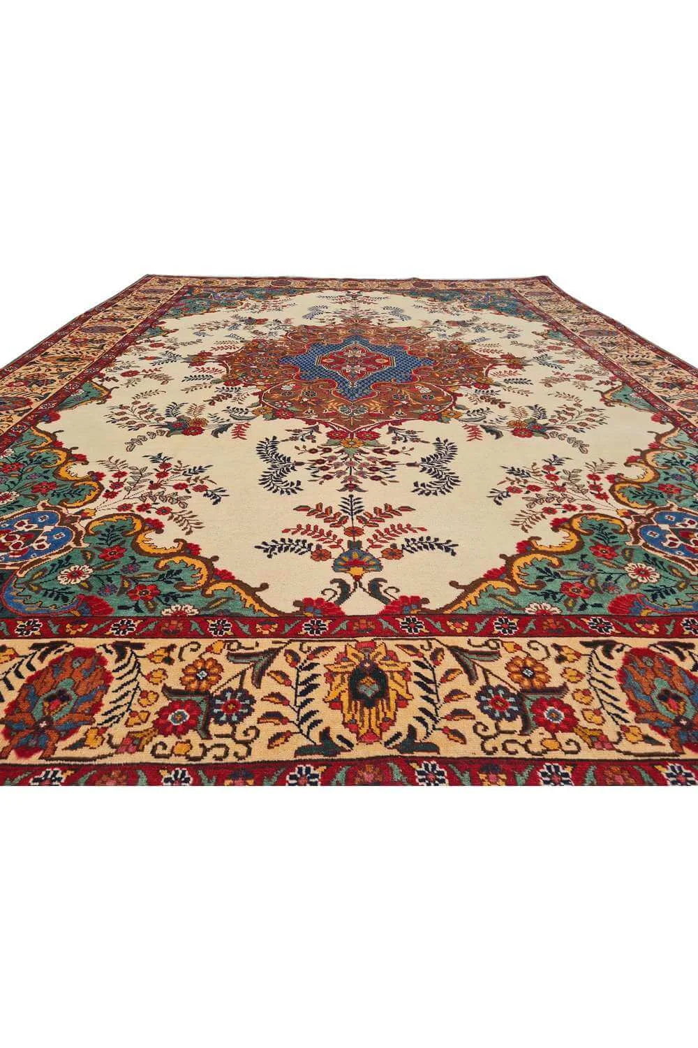 Amazing Hand Knotted Vintage Tabreez Wool Area Rug 12.7 x 9.7 Ft