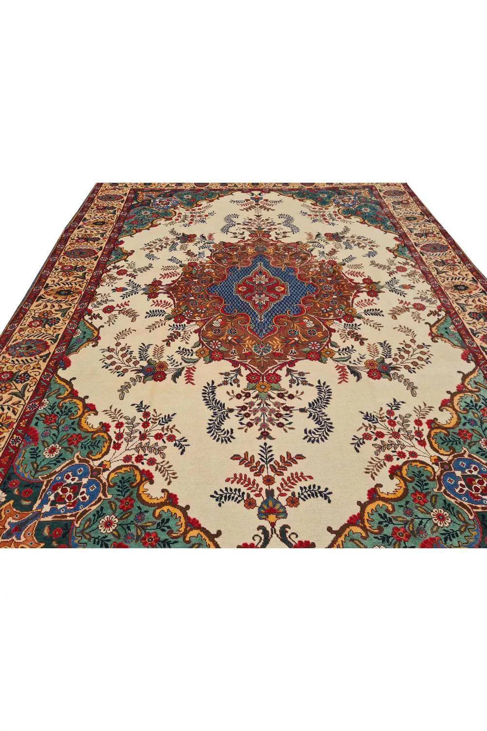 Amazing Hand Knotted Vintage Tabreez Wool Area Rug 12.7 x 9.7 Ft