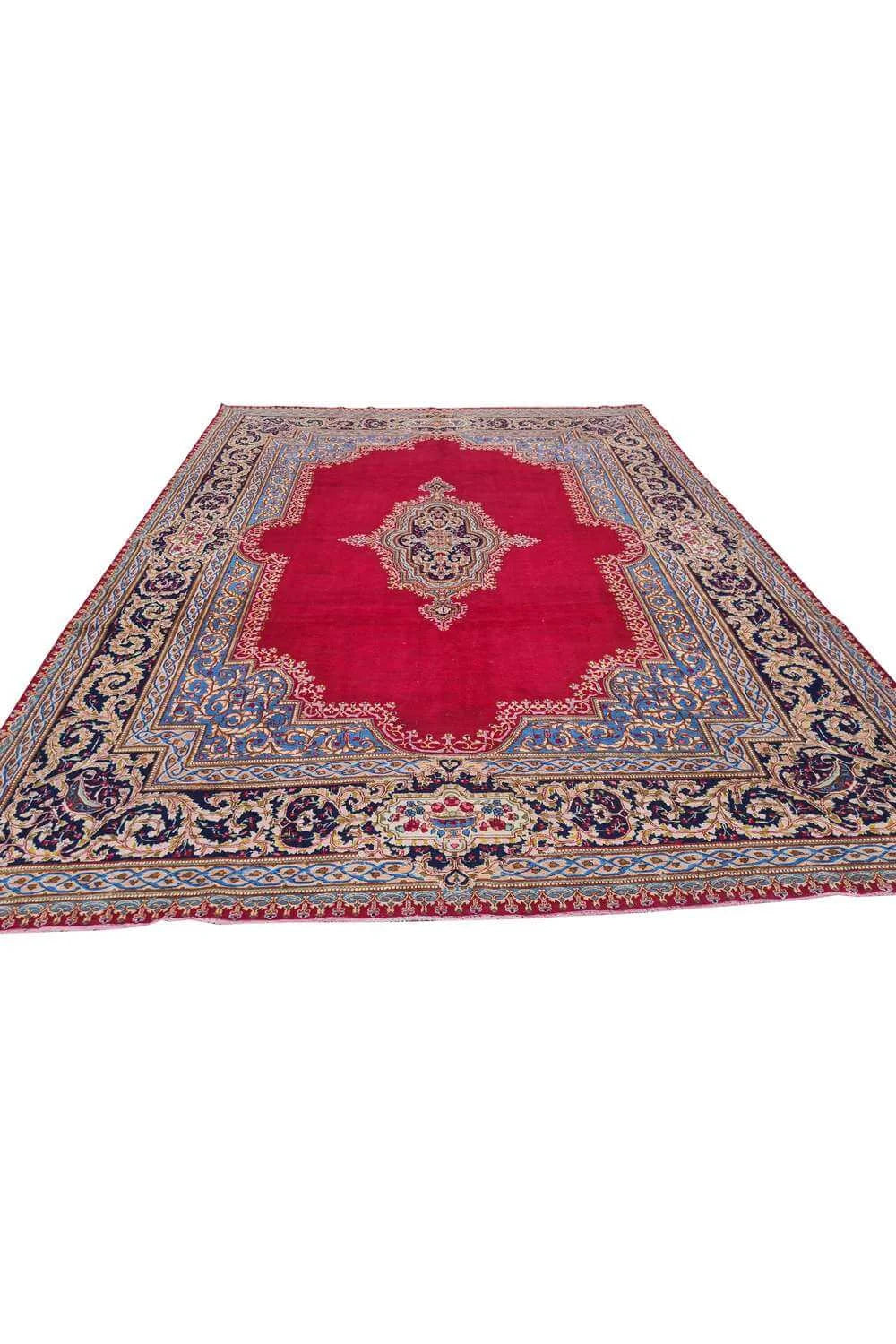 Amazing Hand Knotted Vintage Qirmoun Wool Area Rug 12.6 x 9.4 Ft