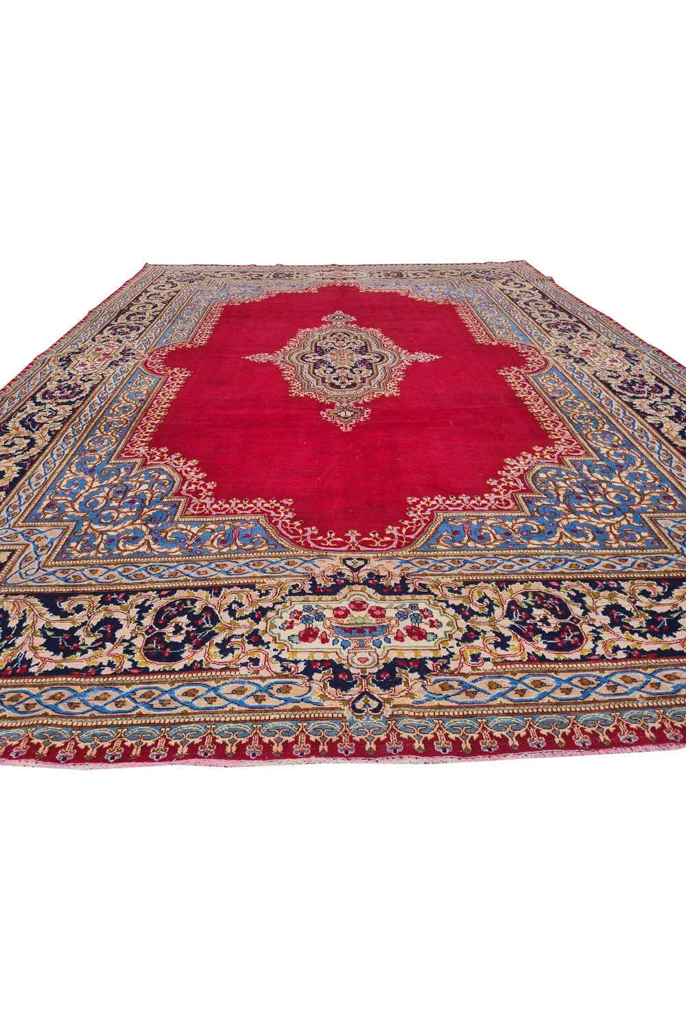 Amazing Hand Knotted Vintage Qirmoun Wool Area Rug 12.6 x 9.4 Ft