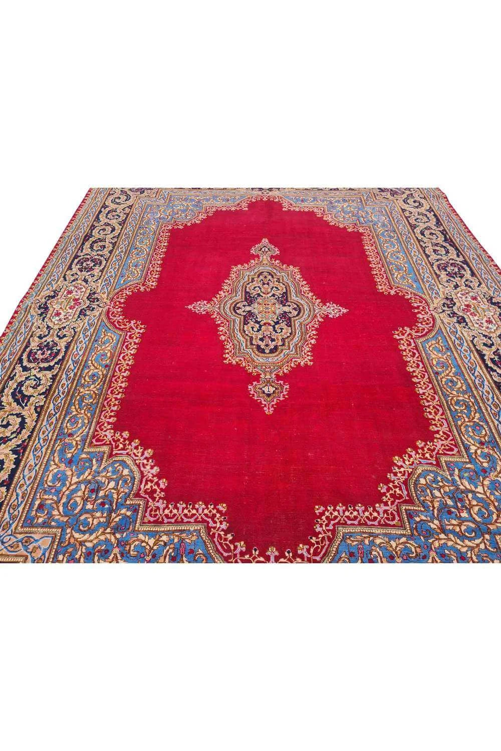 Amazing Hand Knotted Vintage Qirmoun Wool Area Rug 12.6 x 9.4 Ft