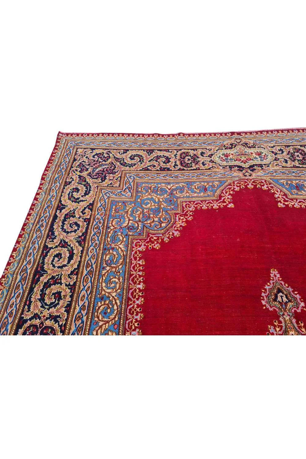 Amazing Hand Knotted Vintage Qirmoun Wool Area Rug 12.6 x 9.4 Ft