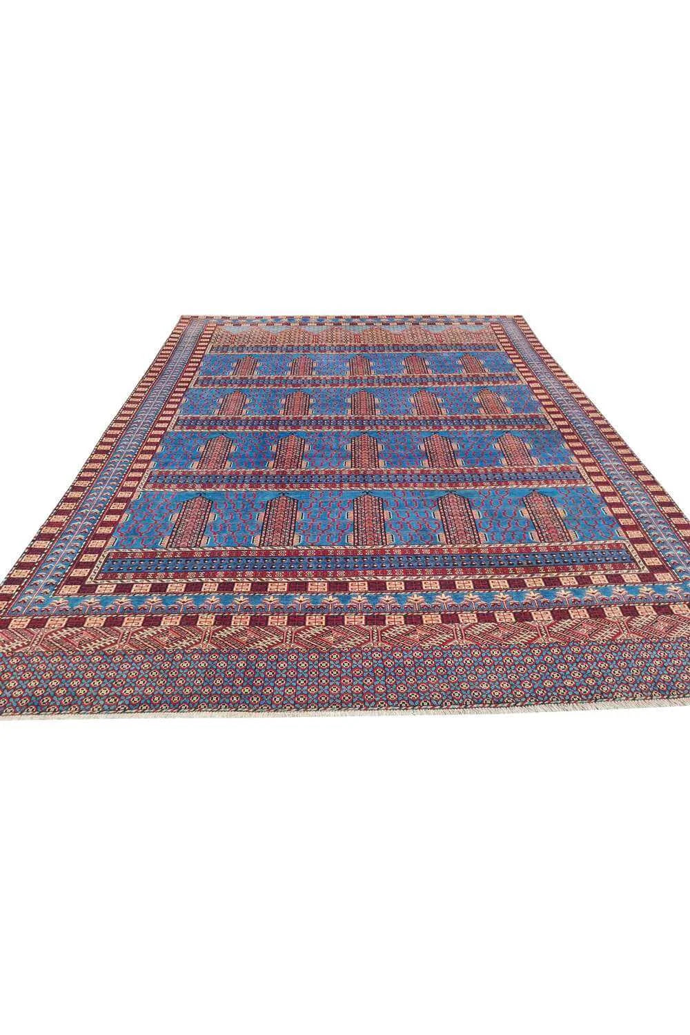 Amazing Hand Knotted Antique Bokhara Jhaldar Wool Area Rug 11.9 x 9.4 Ft