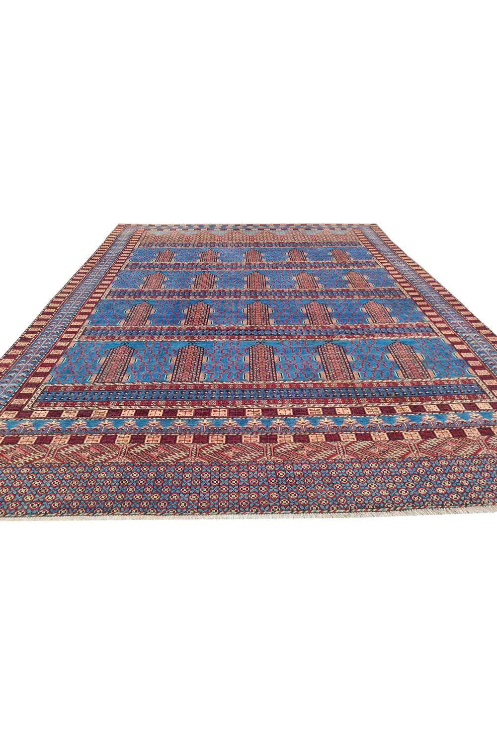 Amazing Hand Knotted Antique Bokhara Jhaldar Wool Area Rug 11.9 x 9.4 Ft