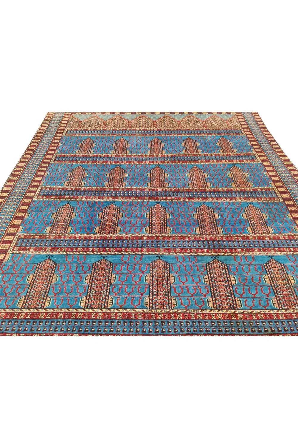 Amazing Hand Knotted Antique Bokhara Jhaldar Wool Area Rug 11.9 x 9.4 Ft