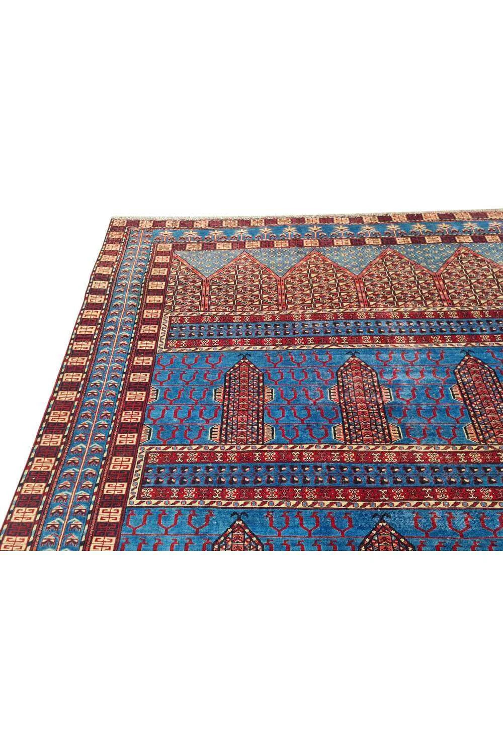 Amazing Hand Knotted Antique Bokhara Jhaldar Wool Area Rug 11.9 x 9.4 Ft