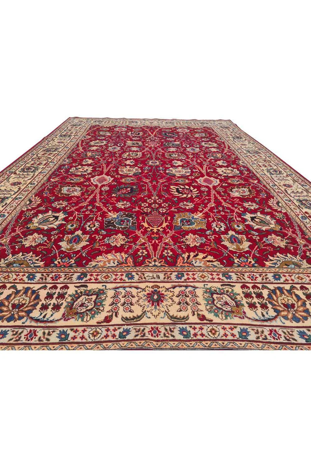 Amazing Hand Knotted Antique Tabreez Wool Area Rug 11.7 x 7.11 Ft