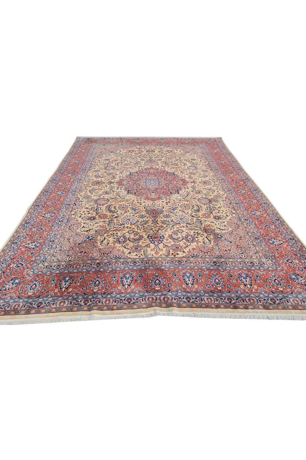 Amazing Hand Knotted Vintage Pashmin Koum Wool Area Rug 12.10 x 9.6 Ft