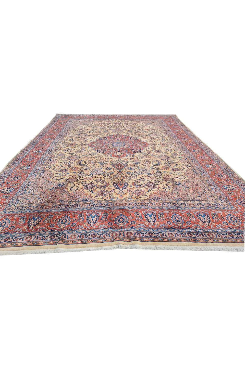 Amazing Hand Knotted Vintage Pashmin Koum Wool Area Rug 12.10 x 9.6 Ft