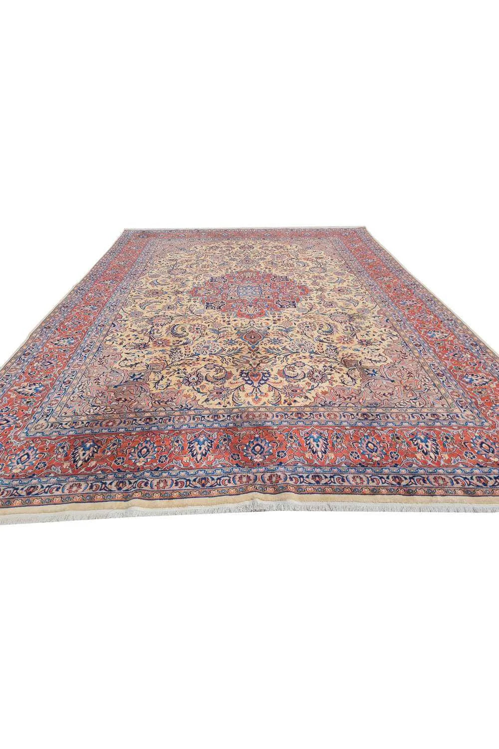 Amazing Hand Knotted Vintage Pashmin Koum Wool Area Rug 12.10 x 9.6 Ft