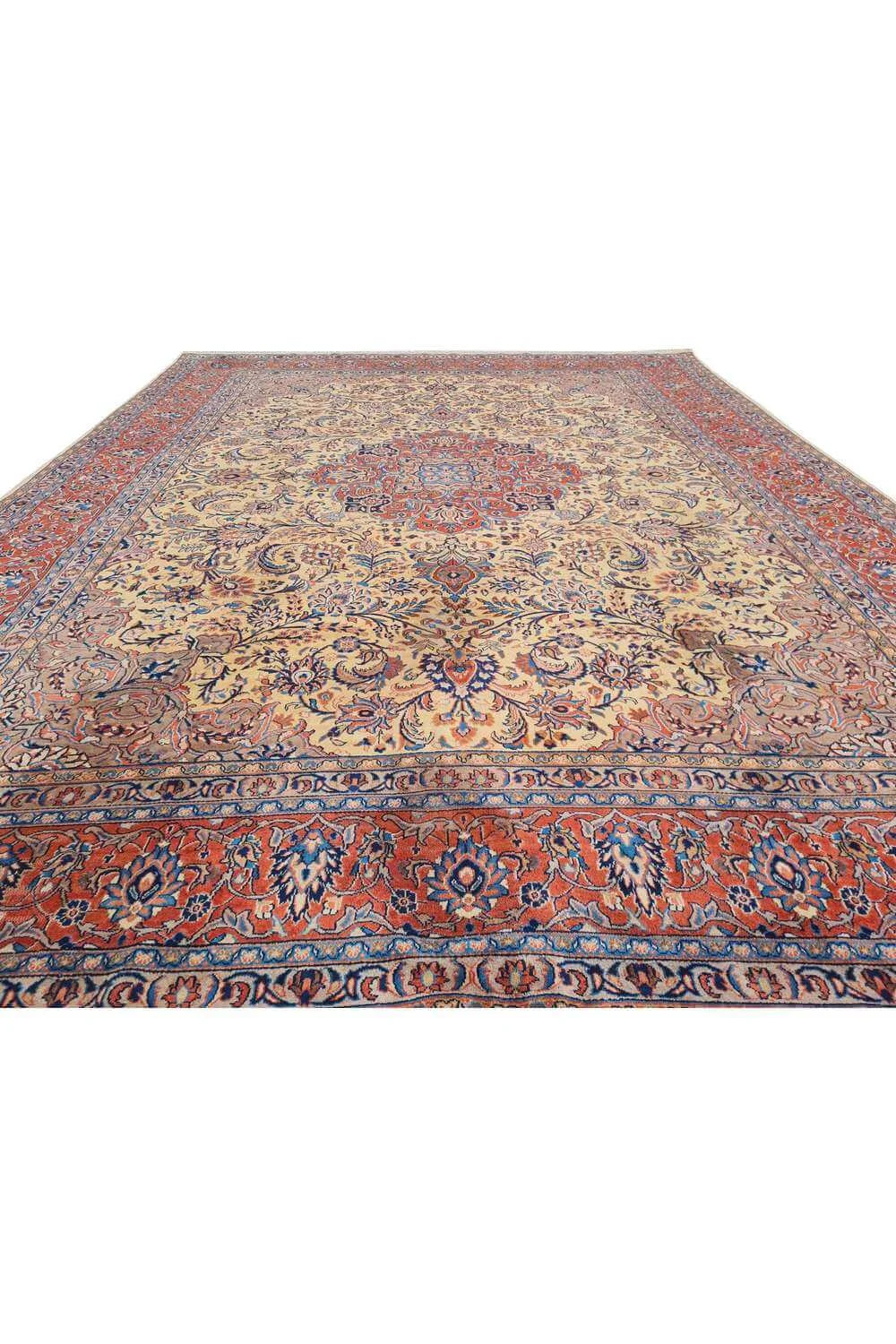 Amazing Hand Knotted Vintage Pashmin Koum Wool Area Rug 12.10 x 9.6 Ft