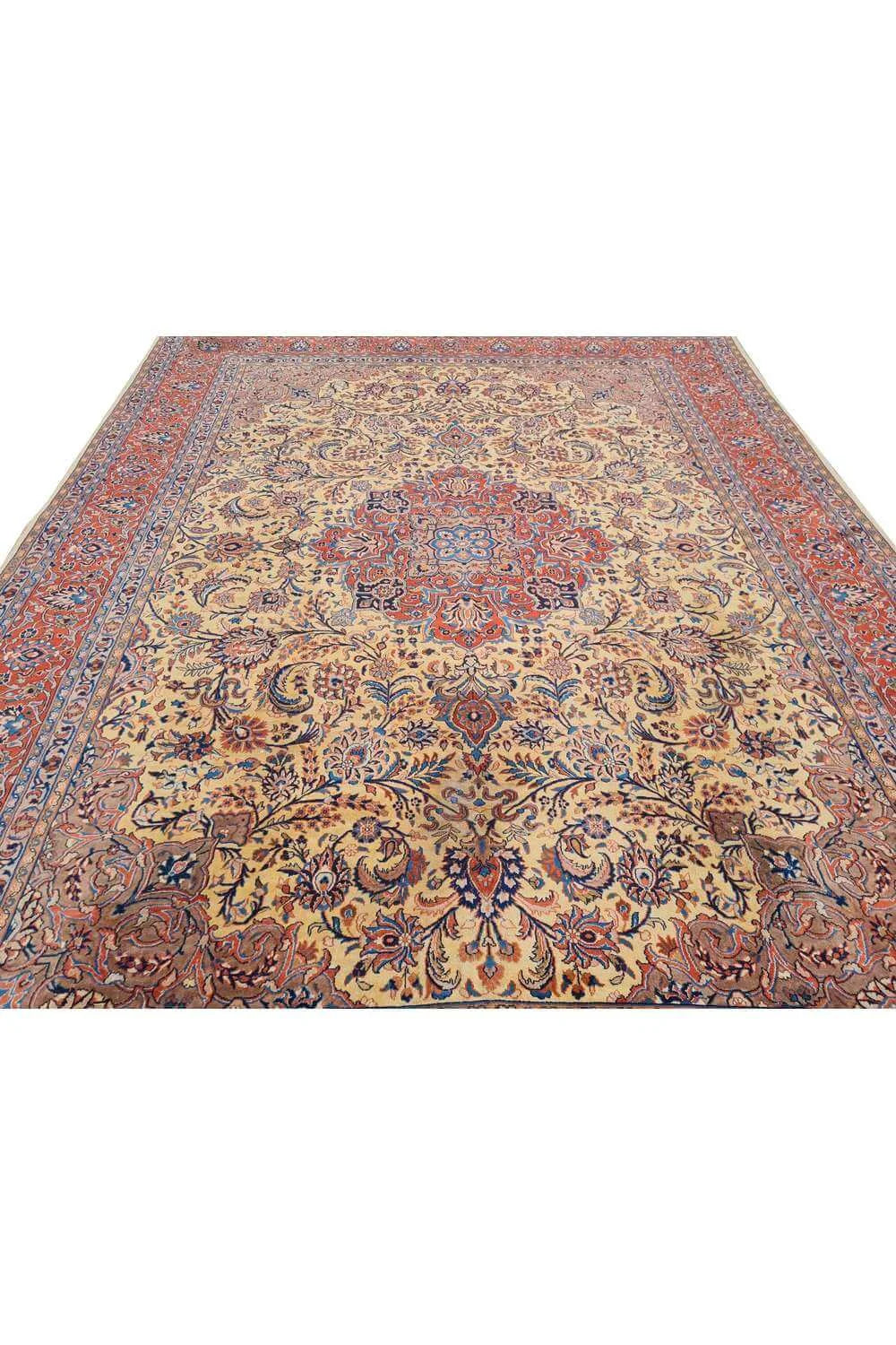 Amazing Hand Knotted Vintage Pashmin Koum Wool Area Rug 12.10 x 9.6 Ft