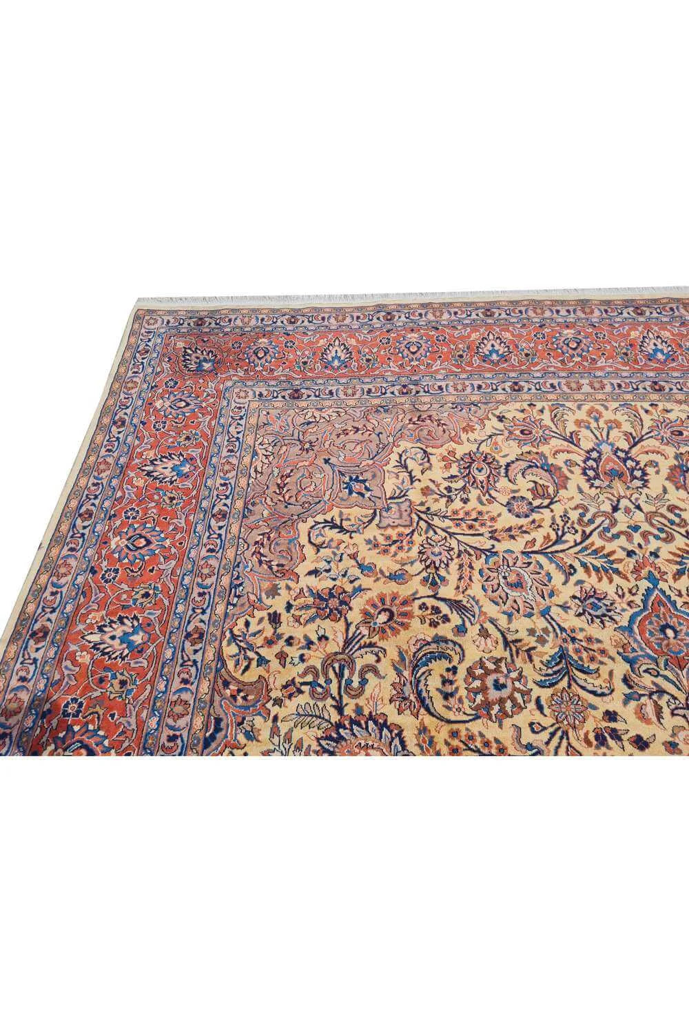 Amazing Hand Knotted Vintage Pashmin Koum Wool Area Rug 12.10 x 9.6 Ft