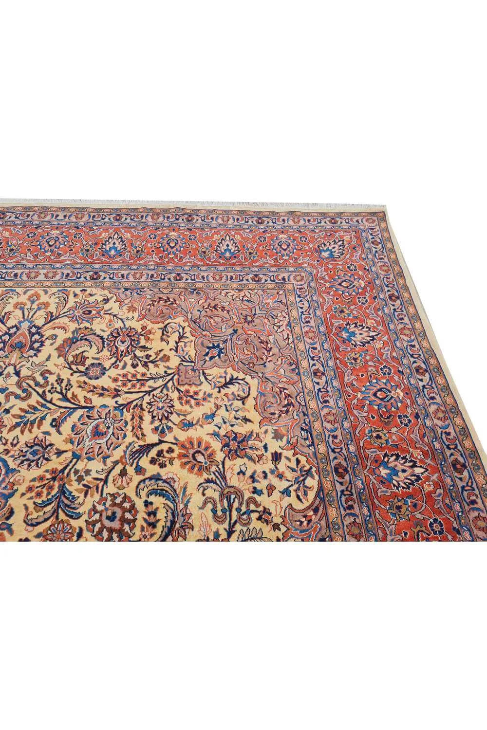 Amazing Hand Knotted Vintage Pashmin Koum Wool Area Rug 12.10 x 9.6 Ft