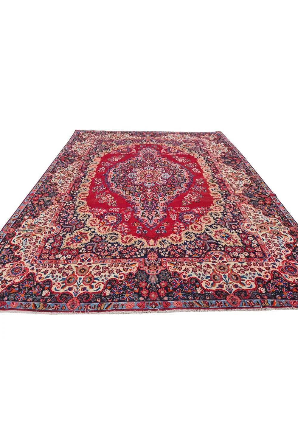 Amazing Hand Knotted Antique Yamoud Wool Area Rug 13.3 x 10.3 Ft