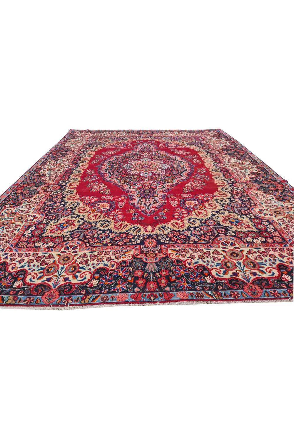 Amazing Hand Knotted Antique Yamoud Wool Area Rug 13.3 x 10.3 Ft