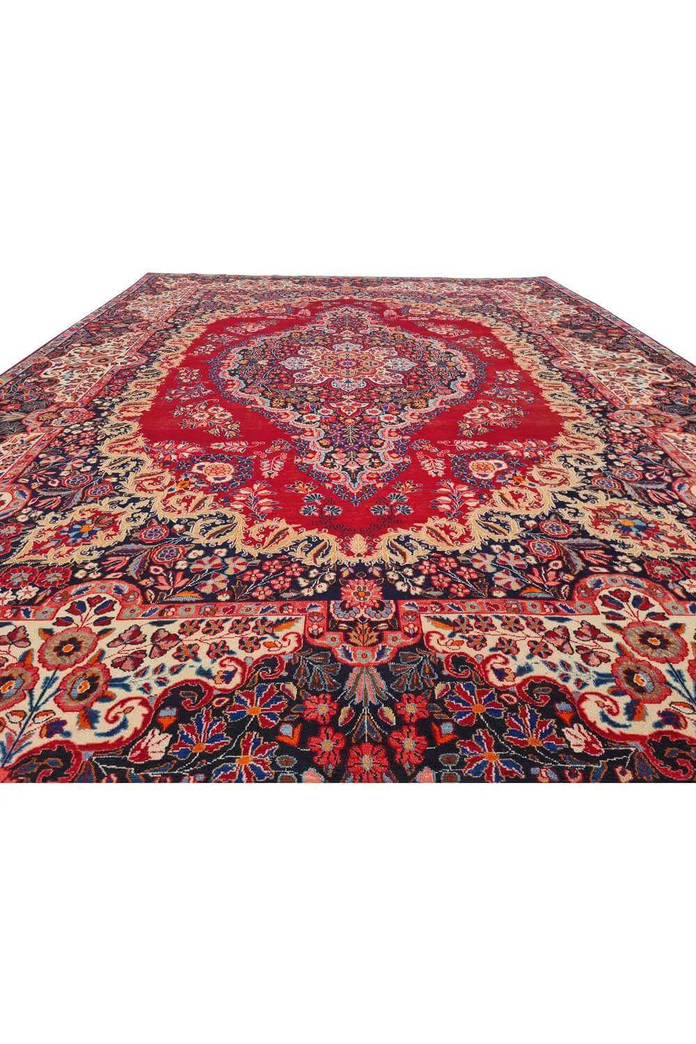 Amazing Hand Knotted Antique Yamoud Wool Area Rug 13.3 x 10.3 Ft