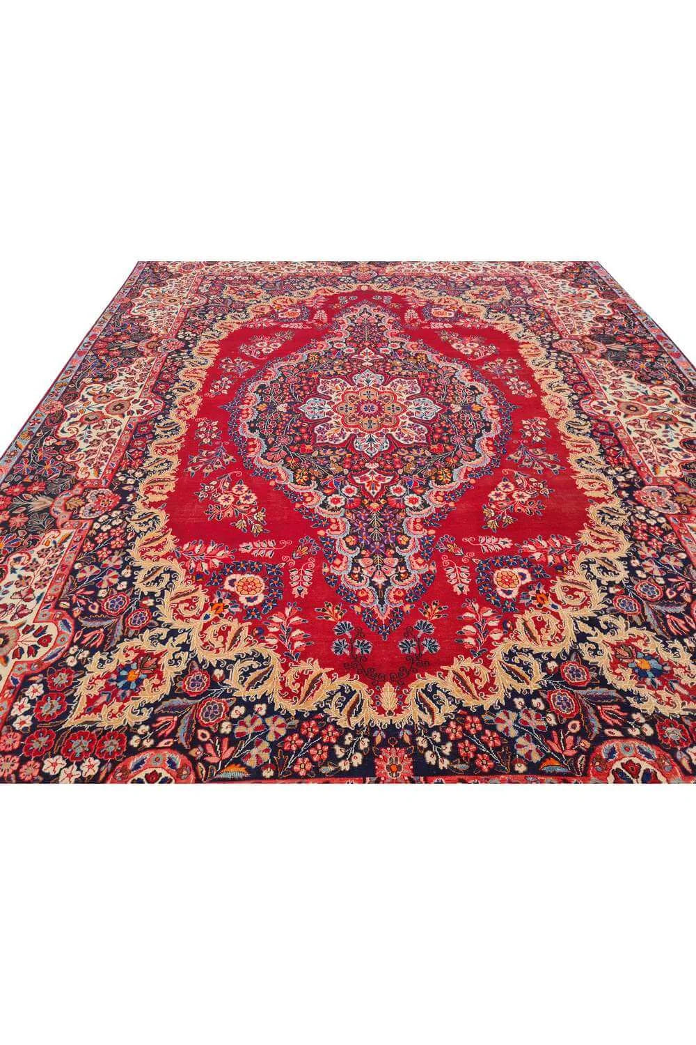 Amazing Hand Knotted Antique Yamoud Wool Area Rug 13.3 x 10.3 Ft