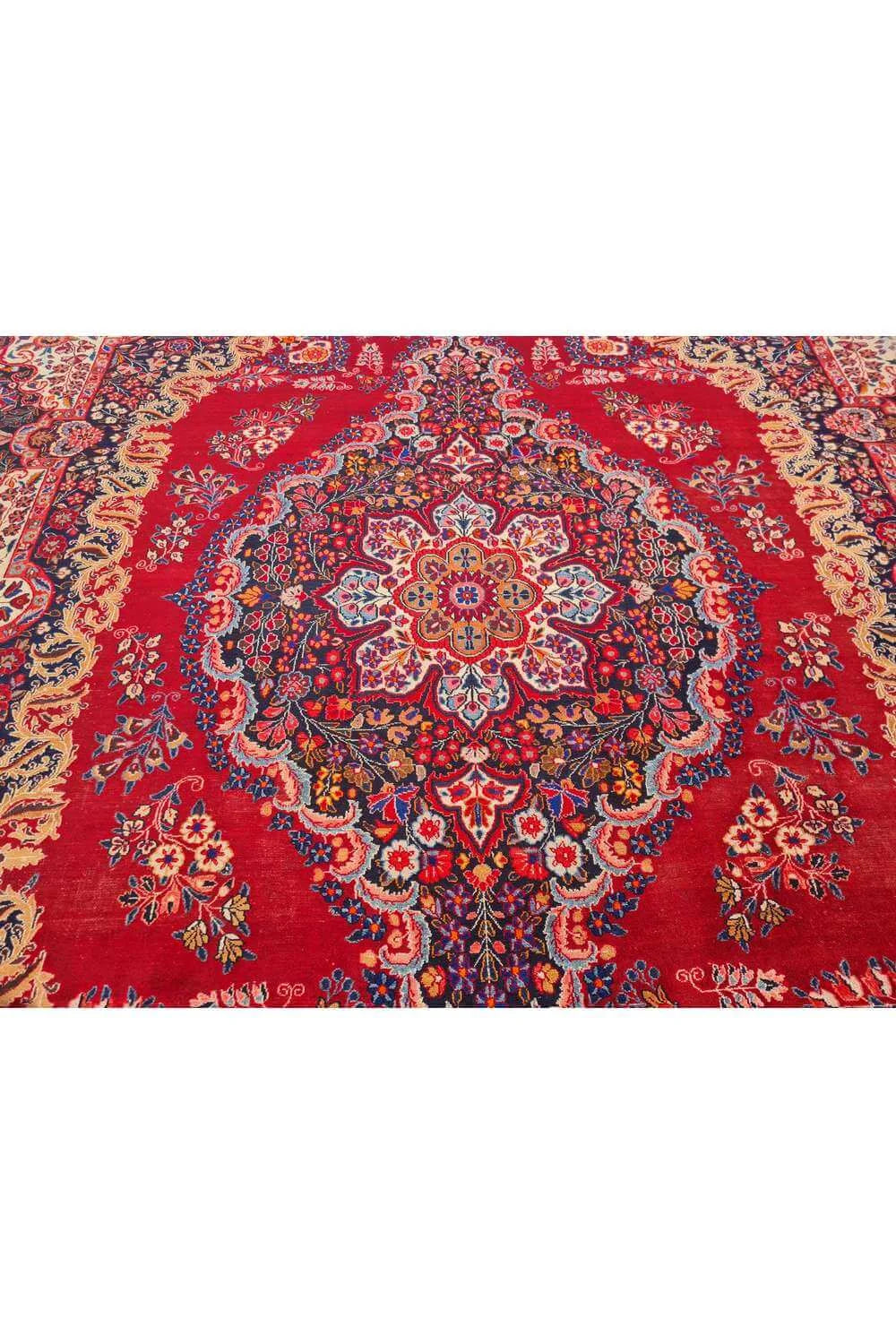 Amazing Hand Knotted Antique Yamoud Wool Area Rug 13.3 x 10.3 Ft