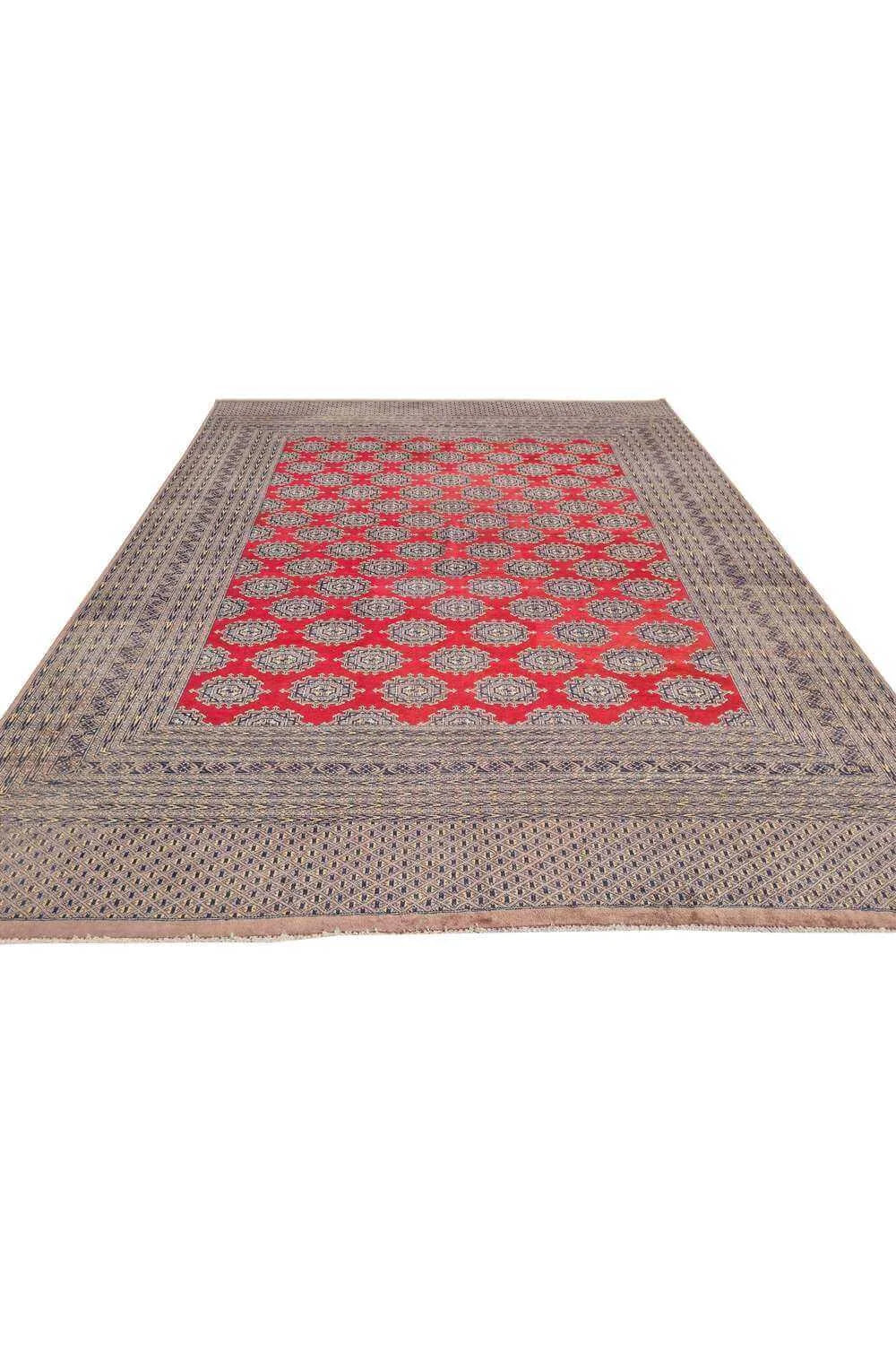 Amazing Hand Knotted Vintage Bokhara Jhaldar Wool Area Rug 11.11 x 9.5 Ft