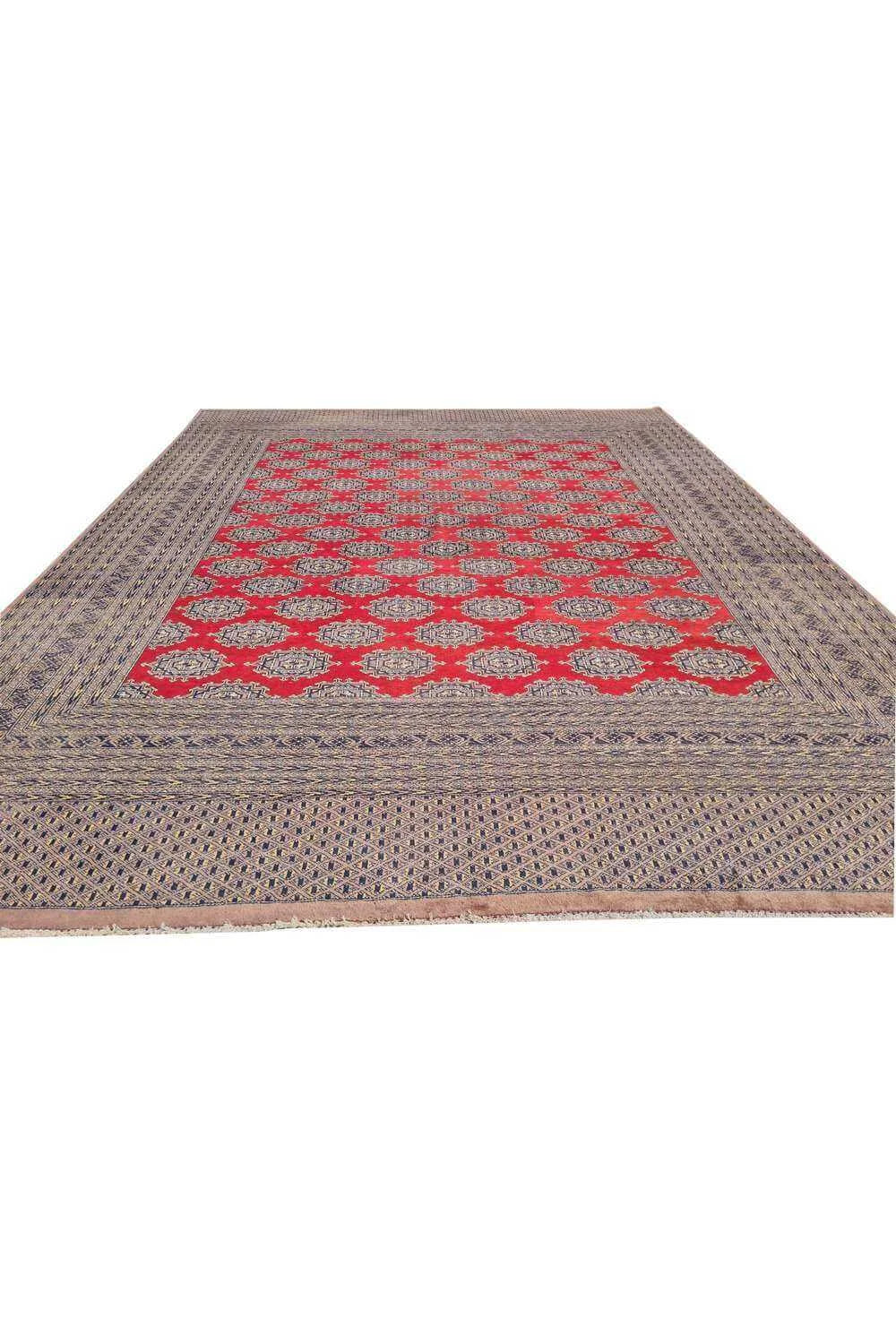 Amazing Hand Knotted Vintage Bokhara Jhaldar Wool Area Rug 11.11 x 9.5 Ft