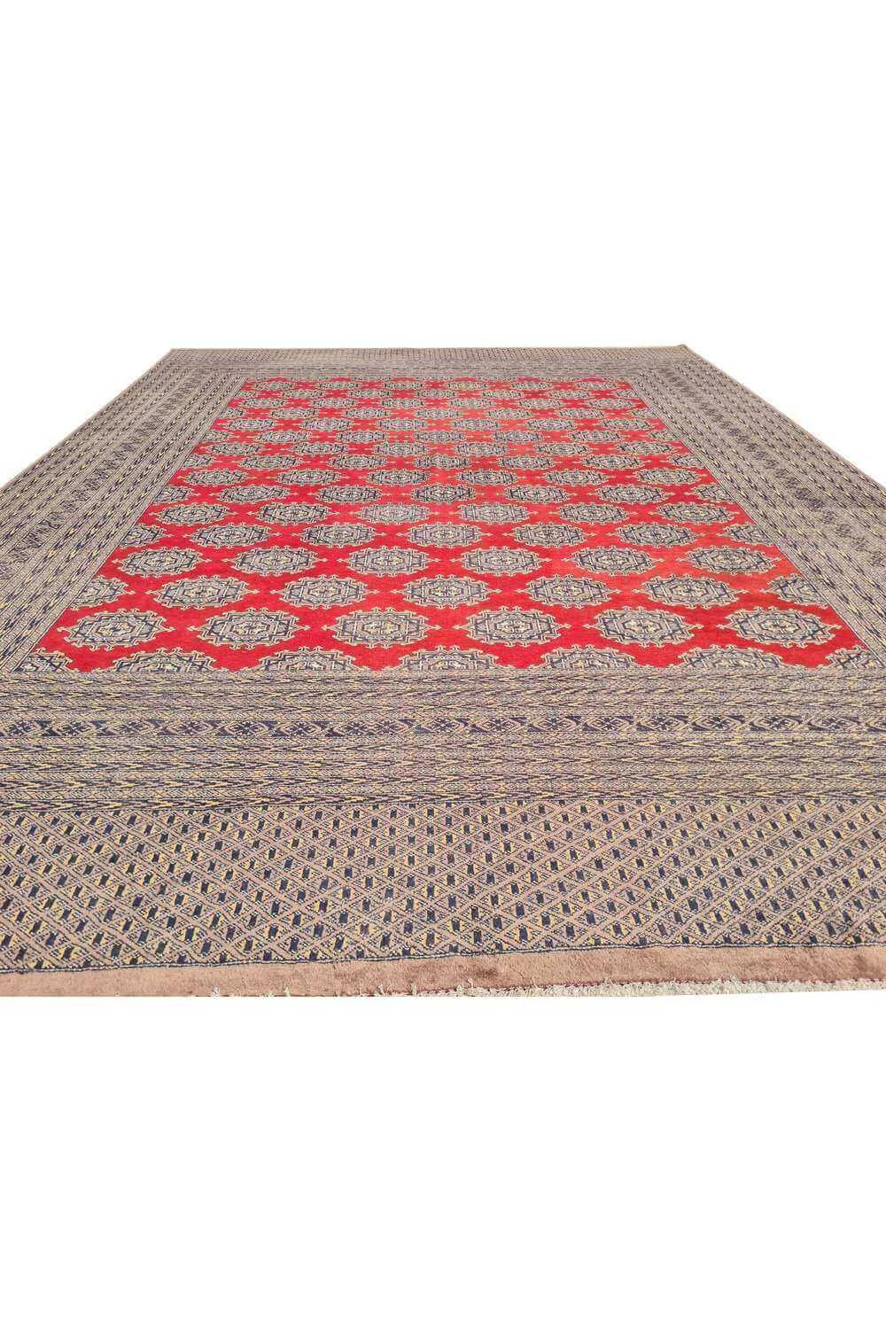 Amazing Hand Knotted Vintage Bokhara Jhaldar Wool Area Rug 11.11 x 9.5 Ft