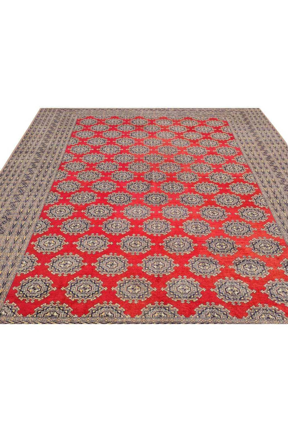 Amazing Hand Knotted Vintage Bokhara Jhaldar Wool Area Rug 11.11 x 9.5 Ft