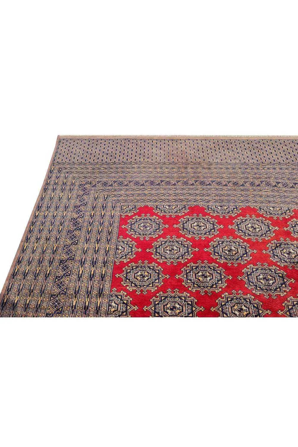 Amazing Hand Knotted Vintage Bokhara Jhaldar Wool Area Rug 11.11 x 9.5 Ft