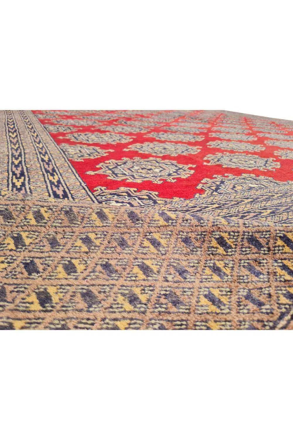 Amazing Hand Knotted Vintage Bokhara Jhaldar Wool Area Rug 11.11 x 9.5 Ft