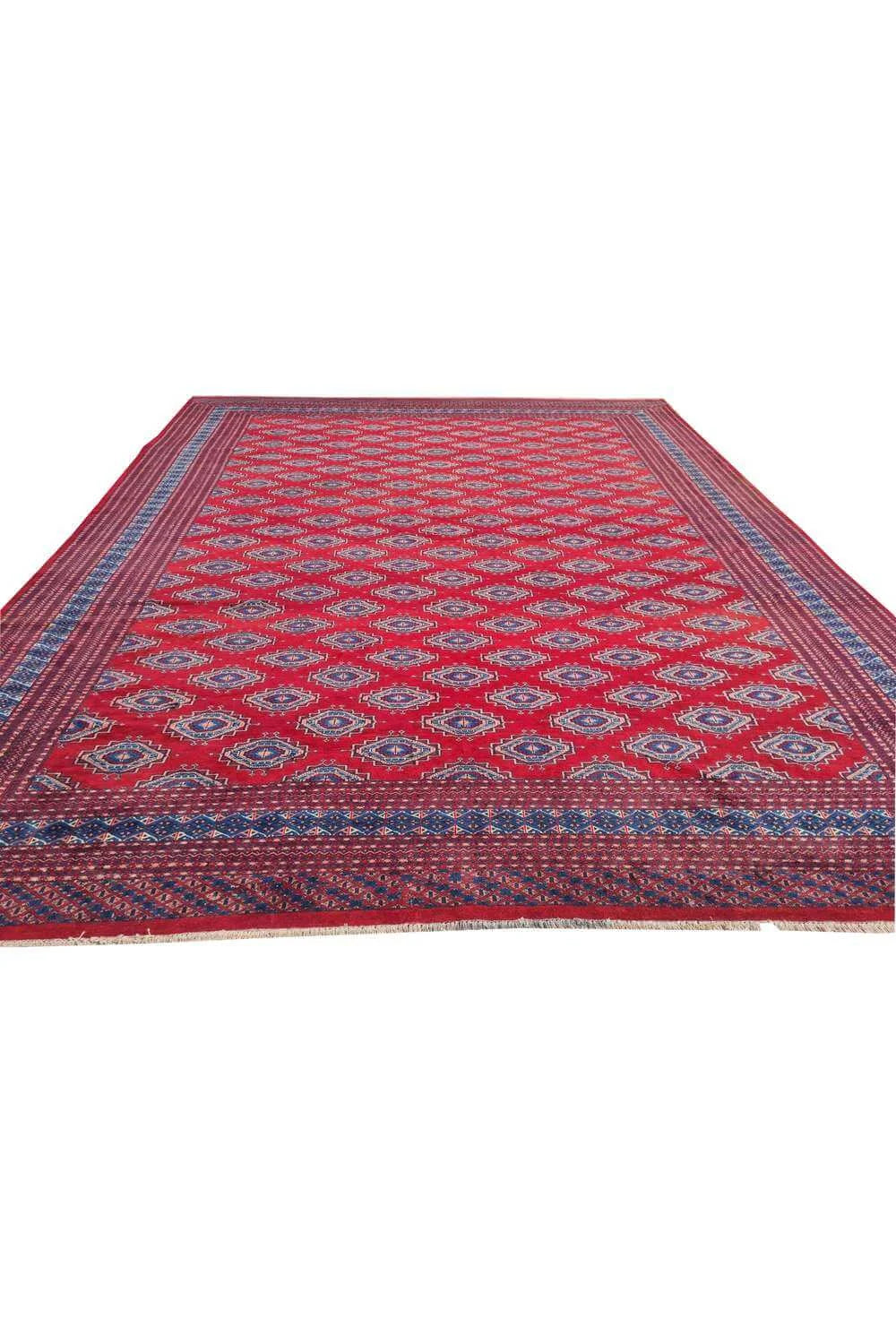 Amazing Hand Knotted Vintage Bokhara Jhaldar Wool Area Rug 12.0 x 9.5 Ft
